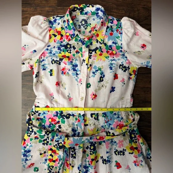 Boden Clara Linen Maxi Shirt Dress Cluster Floral Print Sz 8 Boho Chic Spring - Picture 12 of 16